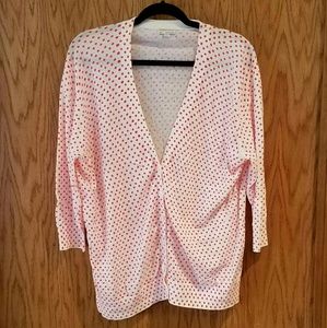 SALE GAP V Neck Cardigan Neon Pink Polka Dots